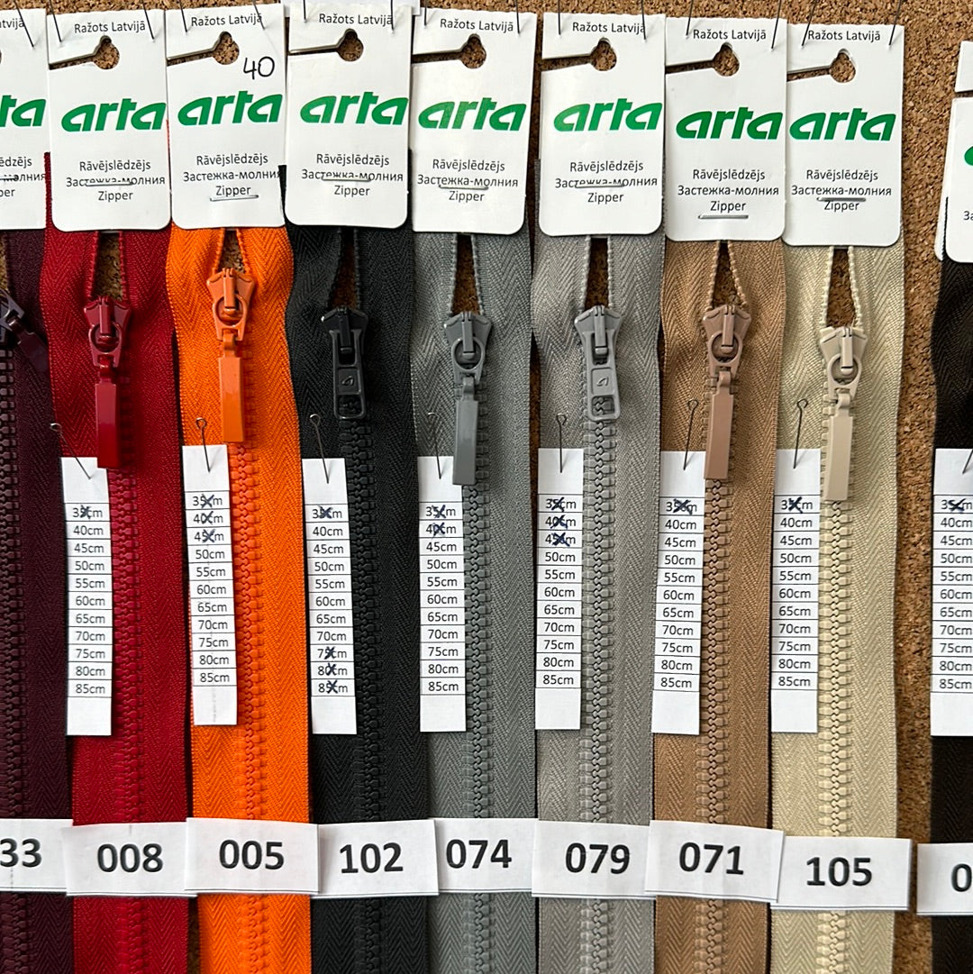 ARTA-F Tractor zipper 50cm bottom open, in different colors