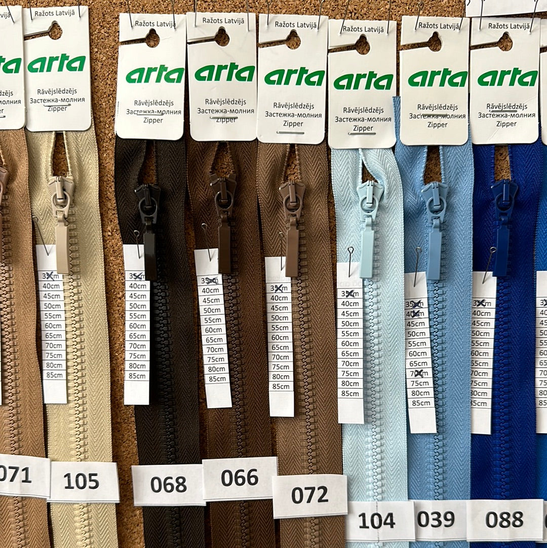 ARTA-F Tractor zipper 50cm bottom open, in different colors